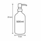 500 ml dozatoriaus matmenų schema: 21 cm aukštis ir 7 cm plotis.