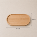 Pailgo bambukinio padėklo matmenų schema: 18,5 cm ilgis ir 10,5 cm plotis.